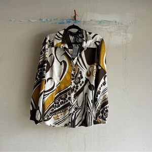 Brown and gold silky button down